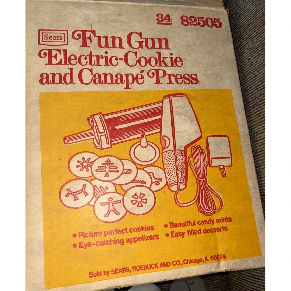 Vintage Sears Fun Gun Electric‎ Cookie Canape Press 82505 Complete Tested